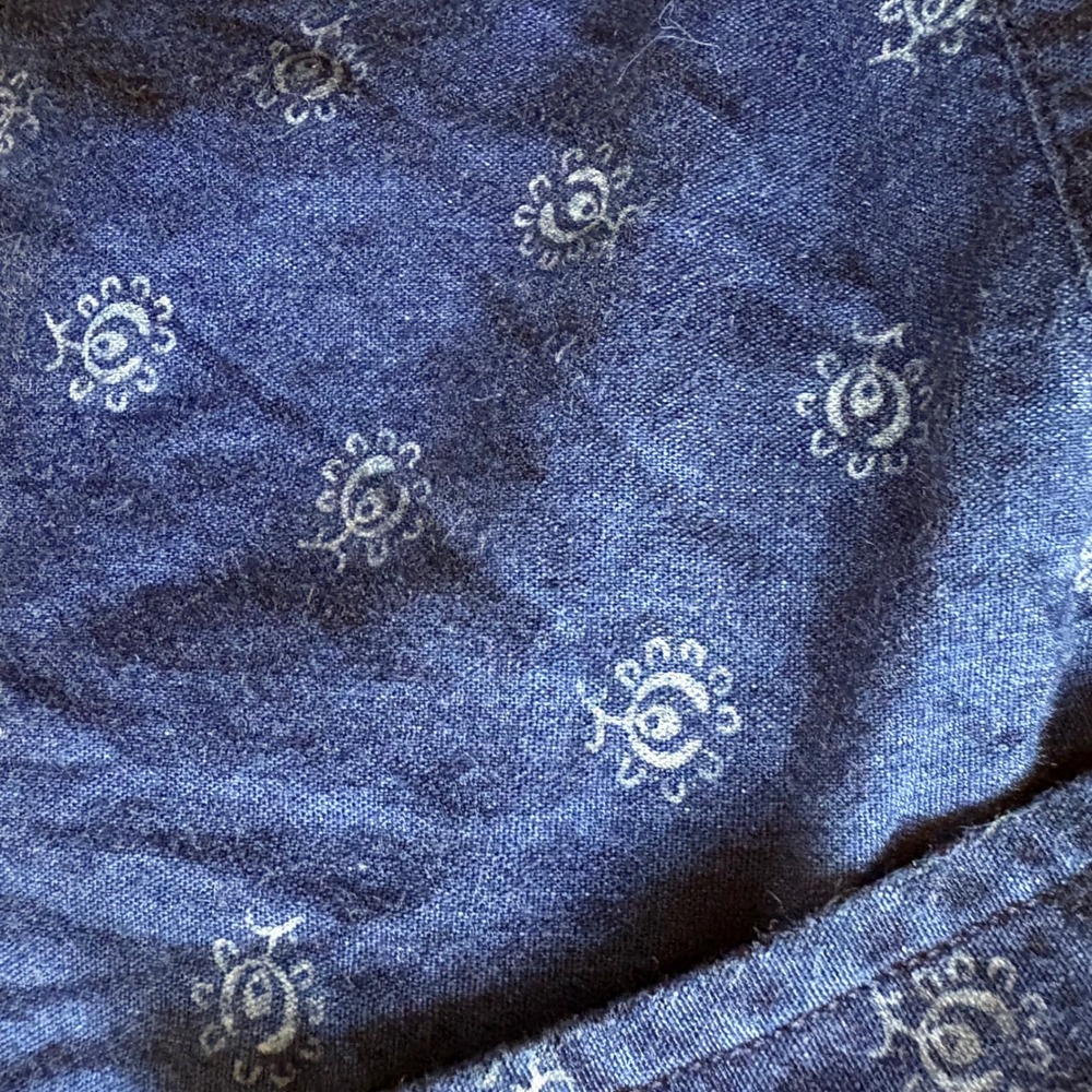 $130 Massimo Dutti Mens Navy Blue Geometric Floral Print Button Down Shirt Sz S - Picture 3 of 6